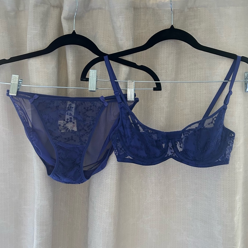 Victoria's Secret NWT y2k mesh embroidered lingerie set